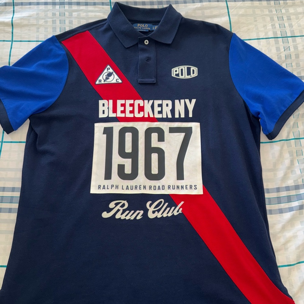 Authentic Ralph Lauren Navy and Red Graphic Polo Shirt
